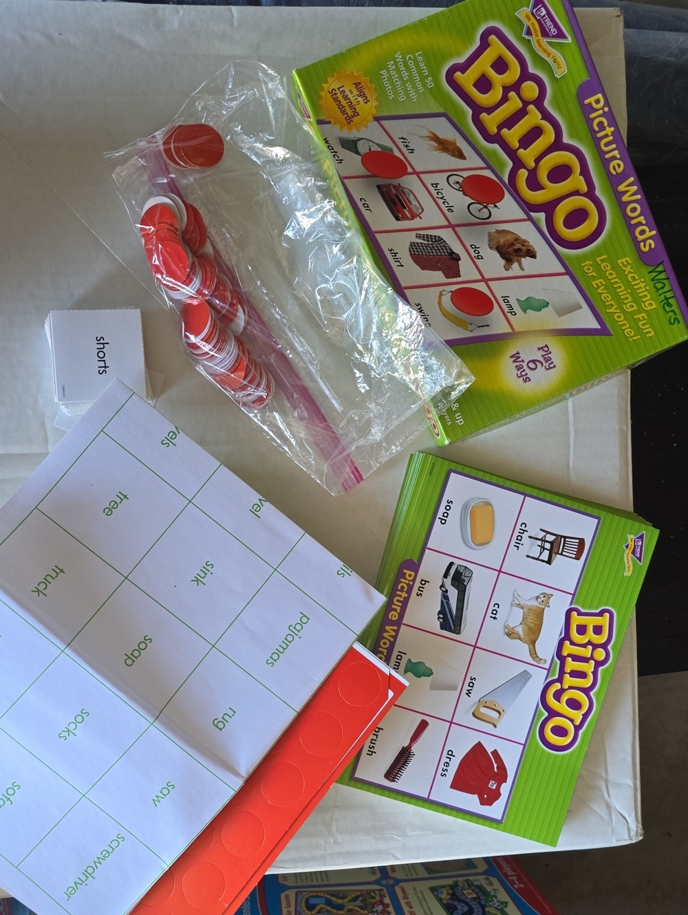 Bingo Picture Words Game Set - Red
